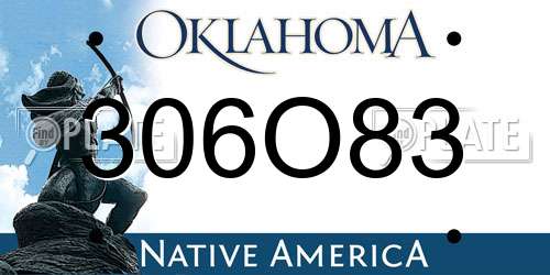 306O83 Oklahoma License Plate