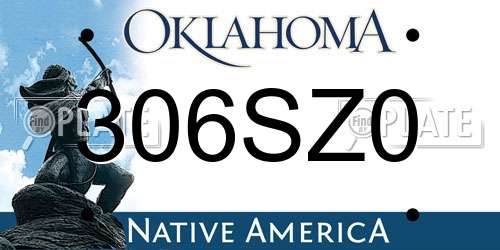 306SZ0 Oklahoma License Plate