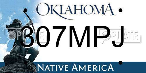 307MPJ Oklahoma License Plate