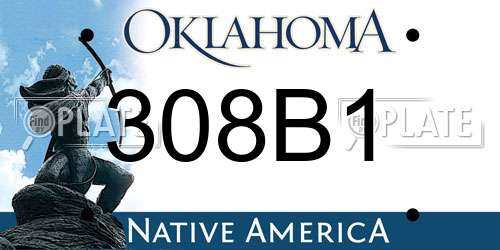308B1 Oklahoma License Plate
