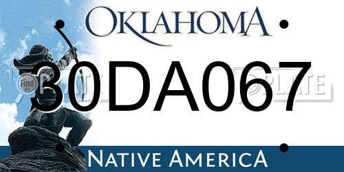 30DA067 Oklahoma License Plate