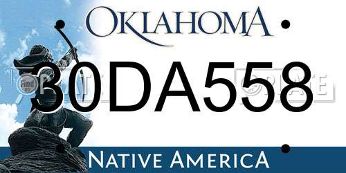 30DA558 Oklahoma License Plate