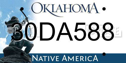 30DA588 Oklahoma License Plate
