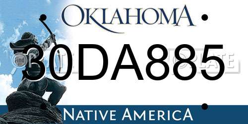 30DA885 Oklahoma License Plate