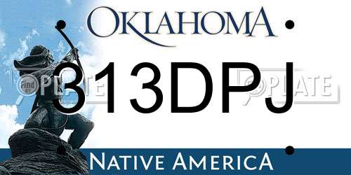 313DPJ Oklahoma License Plate