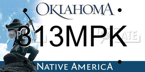 313MPK Oklahoma License Plate