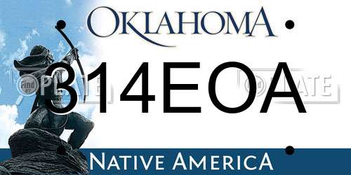314EOA Oklahoma License Plate