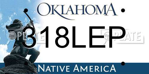 318LEP Oklahoma License Plate