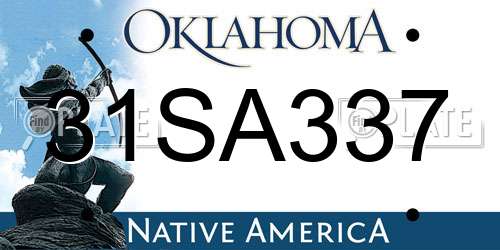 31SA337 Oklahoma License Plate