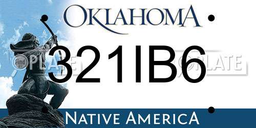 321IB6 Oklahoma License Plate
