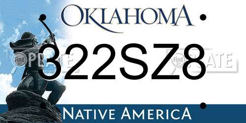 322SZ8 Oklahoma License Plate