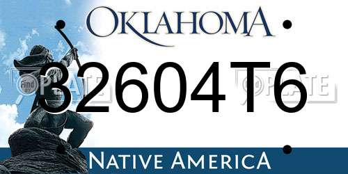 32604T6 Oklahoma License Plate