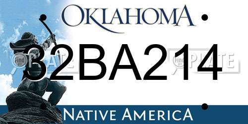32BA214 Oklahoma License Plate