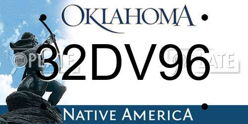 32DV96 Oklahoma License Plate