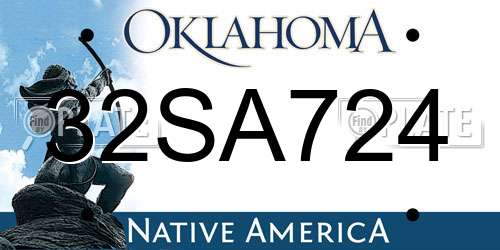 32SA724 Oklahoma License Plate