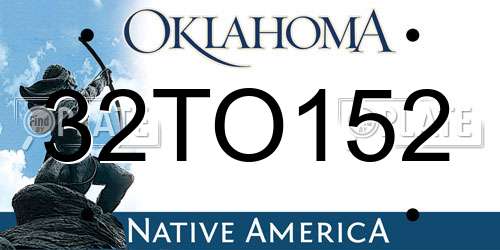 32TO152 Oklahoma License Plate