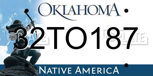 32TO187 Oklahoma License Plate