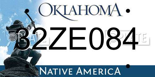 32ZE084 Oklahoma License Plate