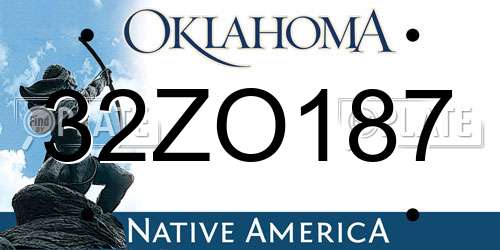 32ZO187 Oklahoma License Plate