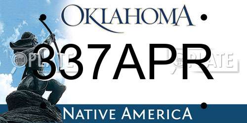 337APR Oklahoma License Plate