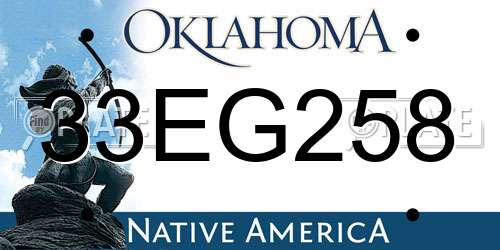 33EG258 Oklahoma License Plate