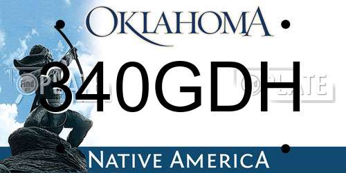 340GDH Oklahoma License Plate