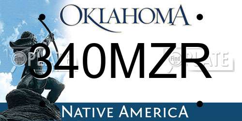 340MZR Oklahoma License Plate