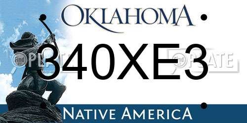340XE3 Oklahoma License Plate