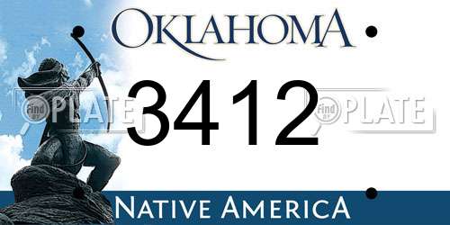 3412 Oklahoma License Plate