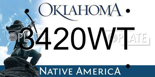 3420WT Oklahoma License Plate