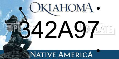 342A97 Oklahoma License Plate