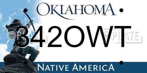 342OWT Oklahoma License Plate