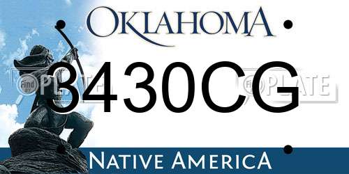 3430CG Oklahoma License Plate