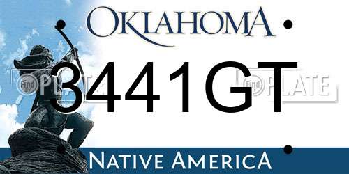 3441GT Oklahoma License Plate