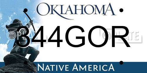 344GOR Oklahoma License Plate