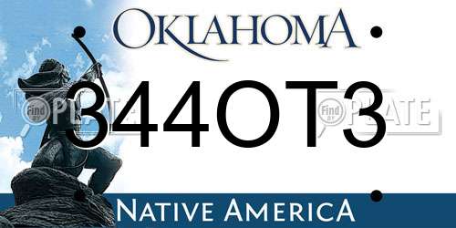 344OT3 Oklahoma License Plate