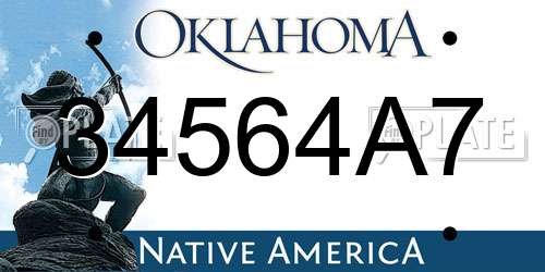34564A7 Oklahoma License Plate