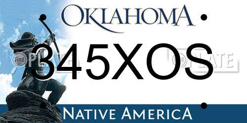 345XOS Oklahoma License Plate