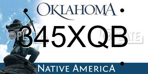 345XQB Oklahoma License Plate