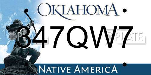 347QW7 Oklahoma License Plate