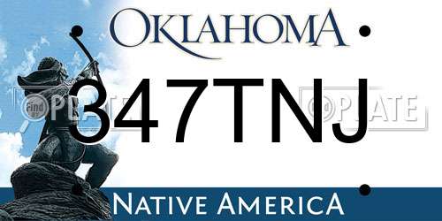 347TNJ Oklahoma License Plate