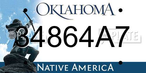 34864A7 Oklahoma License Plate
