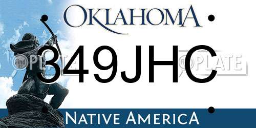 349JHC Oklahoma License Plate
