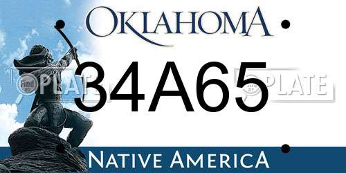 34A65 Oklahoma License Plate