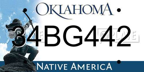 34BG442 Oklahoma License Plate