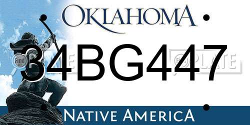 34BG447 Oklahoma License Plate