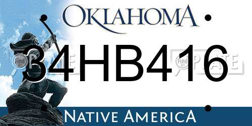 34HB416 Oklahoma License Plate
