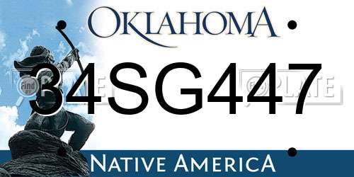 34SG447 Oklahoma License Plate