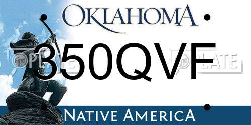 350QVF Oklahoma License Plate
