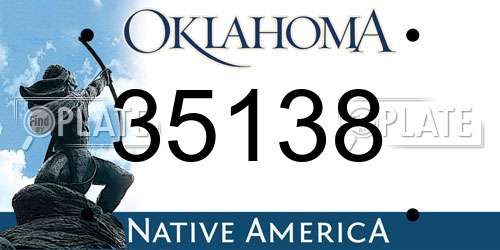 35138 Oklahoma License Plate